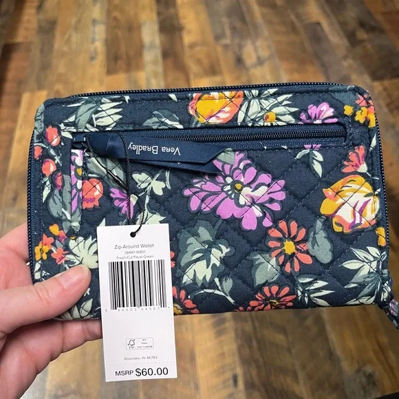 Vera Bradley Navy Floral Quilted Wallet - Picture 2 of 3